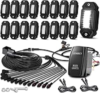 Vista 8 de LEDMIRCY R2 - Kit de luces de roca blanca pura con interruptor Roker, arnés de cable, 12 luces LED de roca blancas para todoterreno, camión, ATV