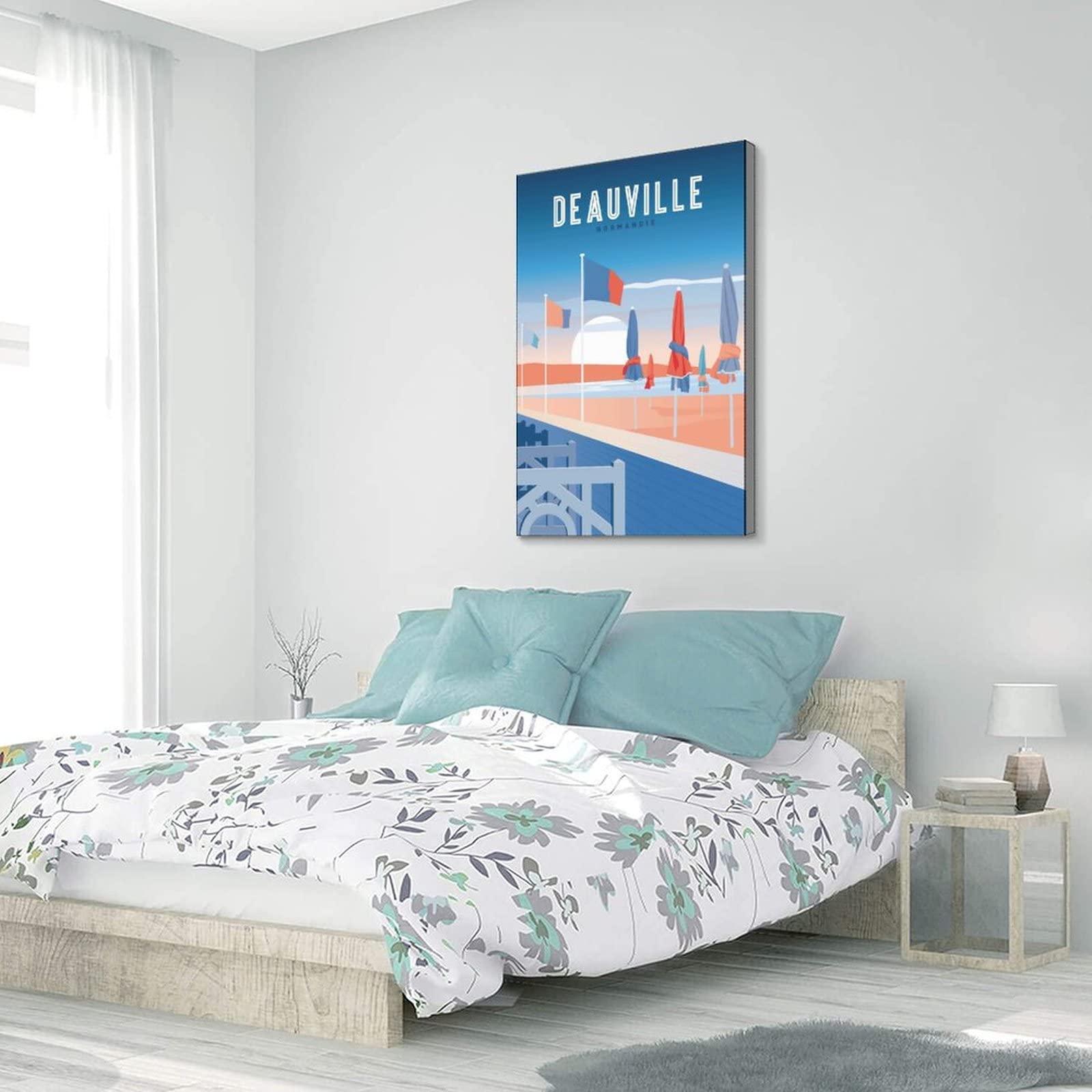 Rouen France Poster de voyage vintage 30 x 45 cm Impression sur toile pour salon, chambre à coucher, dortoir, maison, bureau, décoration murale