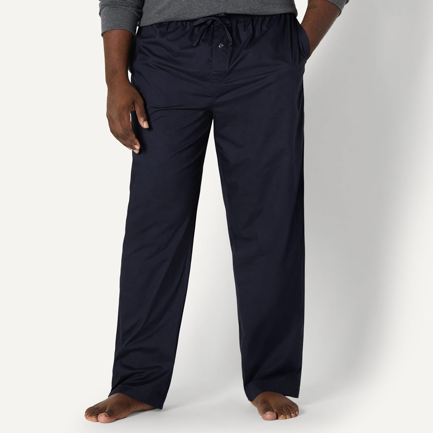 Amazon Essentials Men's Cotton Poplin Straight-fit Pajama Pants with Drawstring Elastic Waist