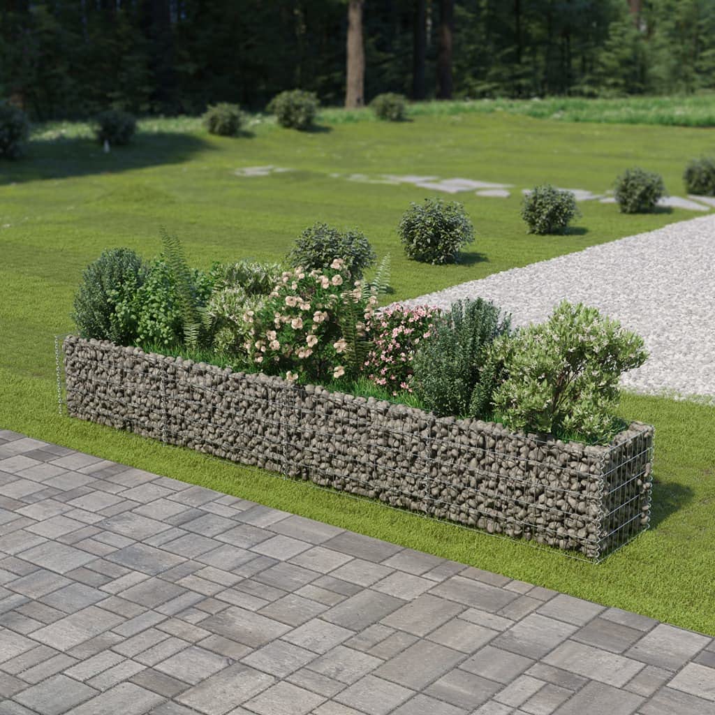 vidaXL Gabion Raised Bed Galvanised Steel 360x50x50cm Stone Basket Raised Bed