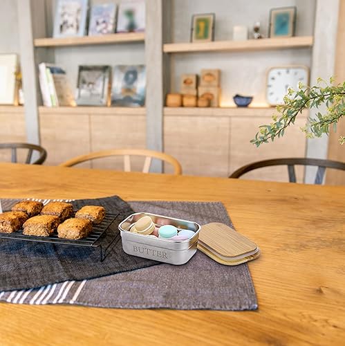 Miniatura 6 de BSTKEY Mantequillera de acero inoxidable con tapa para encimera, contenedor con sellado de silicona para cocina, recipiente irrompible, capacidad
