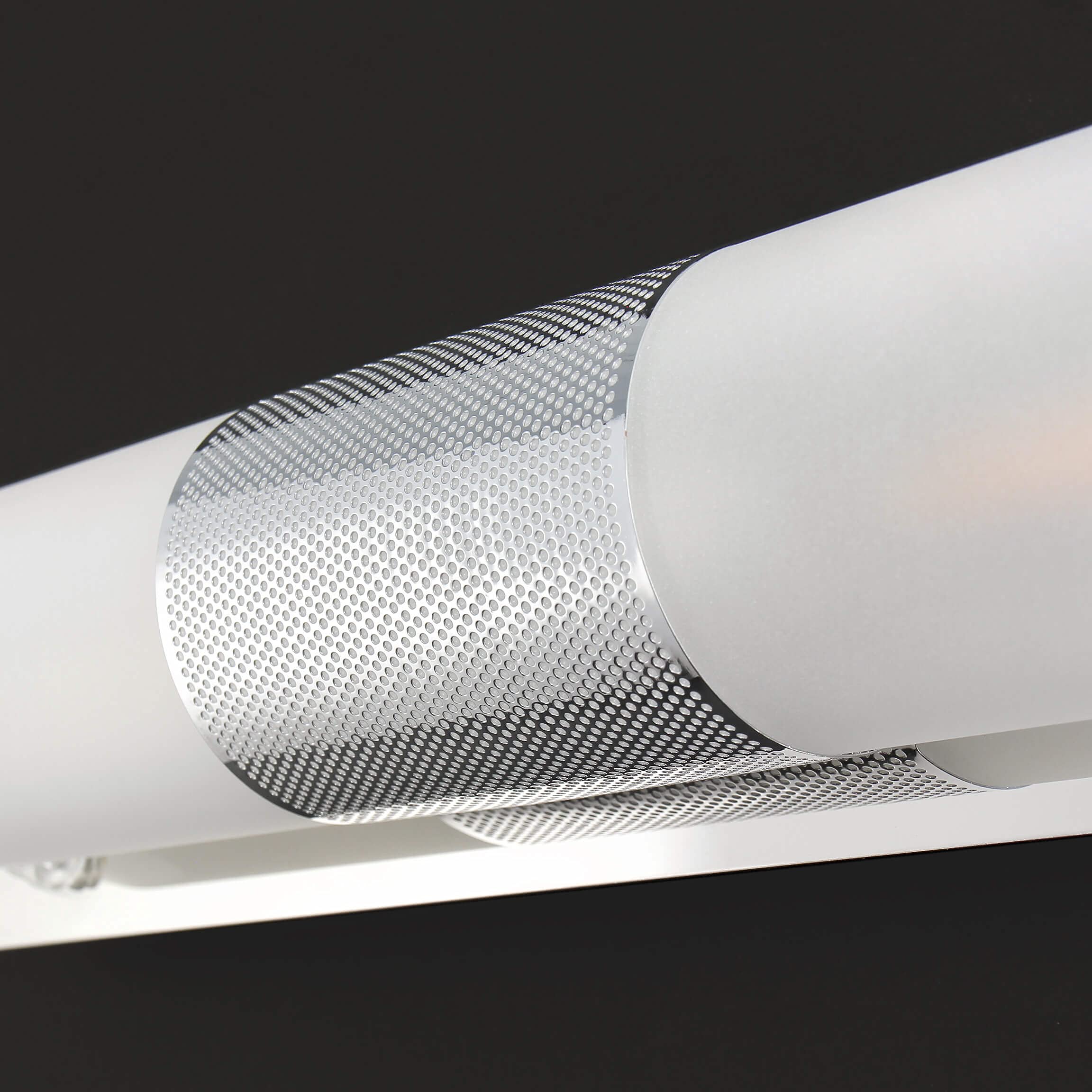 Lampada da parete in metallo vetro argento bagno L: 38 cm E14 fino a 40W 2 lampadine oblunghe Lampada da parete senza tempo per bagno PERIO