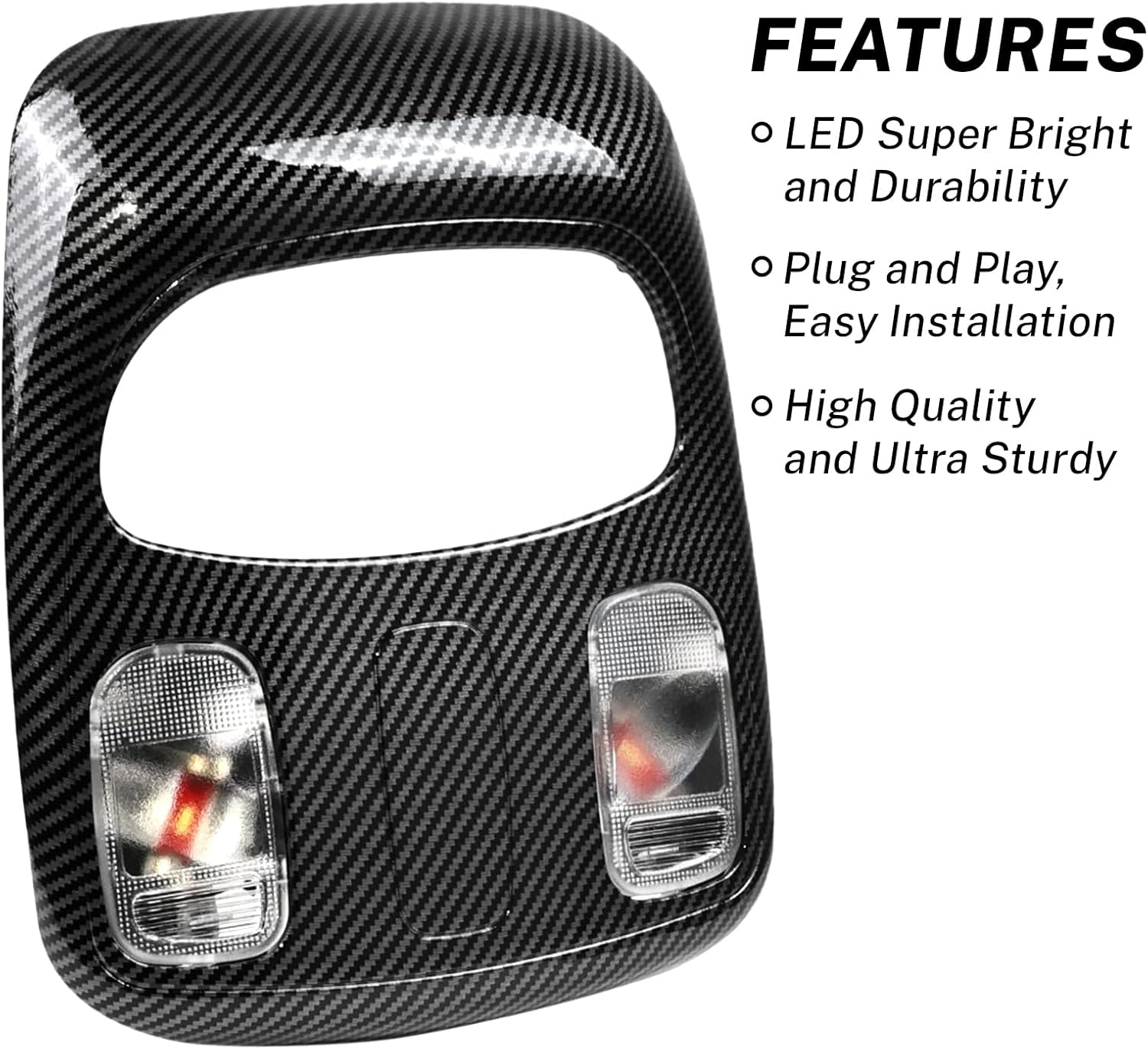 Overhead Console Dome Light Assembly Compatible with Dodge Ram 1500 2500 3500 4500 5500 Replacement Front LED Interior Roof Reading Lamp Replacement for 1DK78BD1AA 1DK78TL2AA (Carbon Fibre)