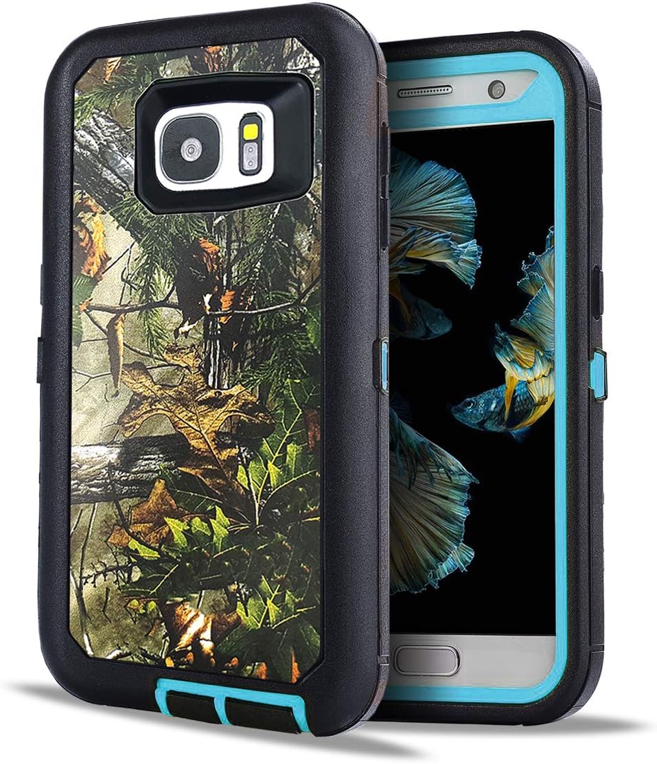 Samsung Galaxy S7 case with Screen Protector Built-in,Vodico Heavy Duty Phone Cases with Belt Clip Holster,Camo Silicone Cover+Hard Bumper Shockproof Defender Full Body Protective Case For S7 (F Blue)