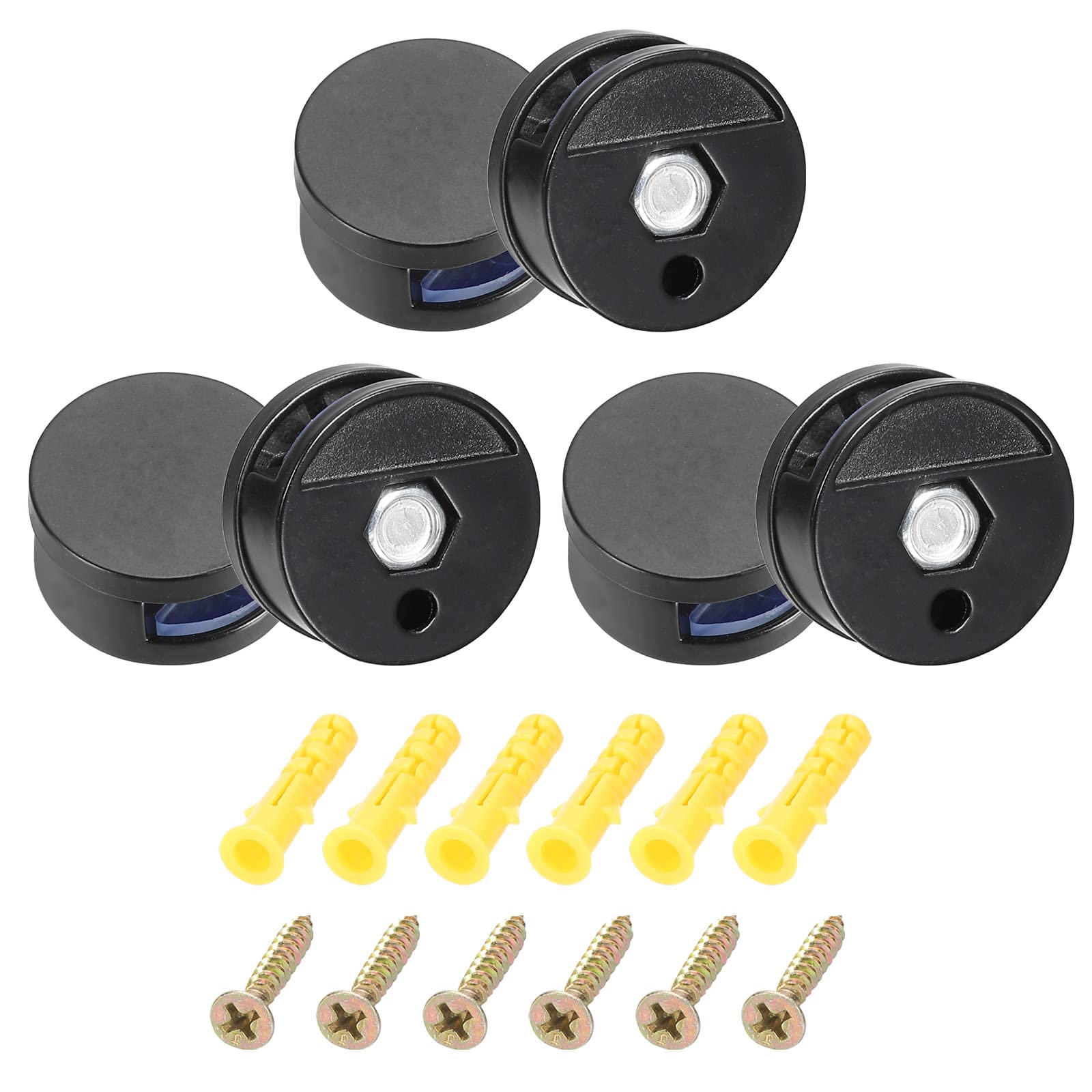 HARFINGTON Mirror Clips – 8Pcs Silver Floating Glass Clips For 3-5mm Thick Frameless Mirrors, Includes Screws & Plugs
