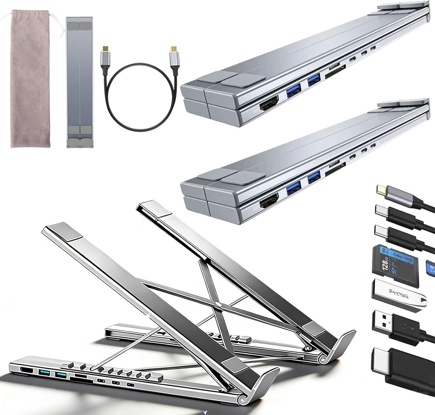 Base Docking Station USB-C 8 en 1 con 4K HDMI y 100W PD para Laptops