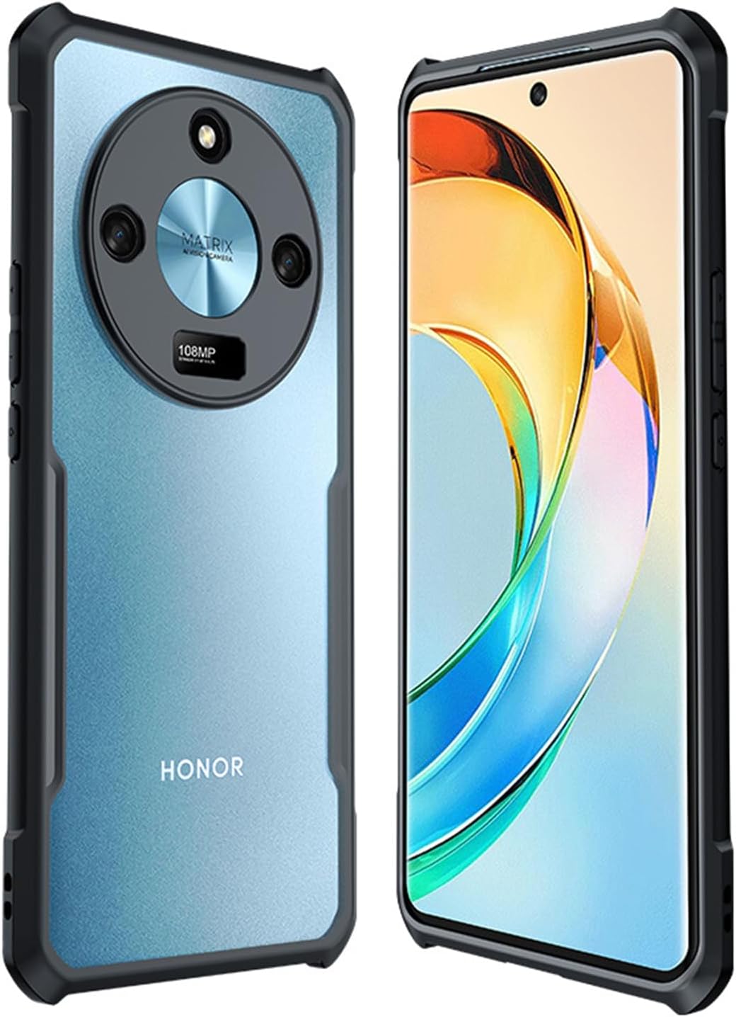 Case Compatible with Honor Magic 6 Lite/Honor X9b/X50, [Droproof] [Sweat-Proof] [Fingerprint-Proof] Shockproof Protective Phone Case Fits Honor Magic 6 Lite/Honor X9b/X50, Clear Black
