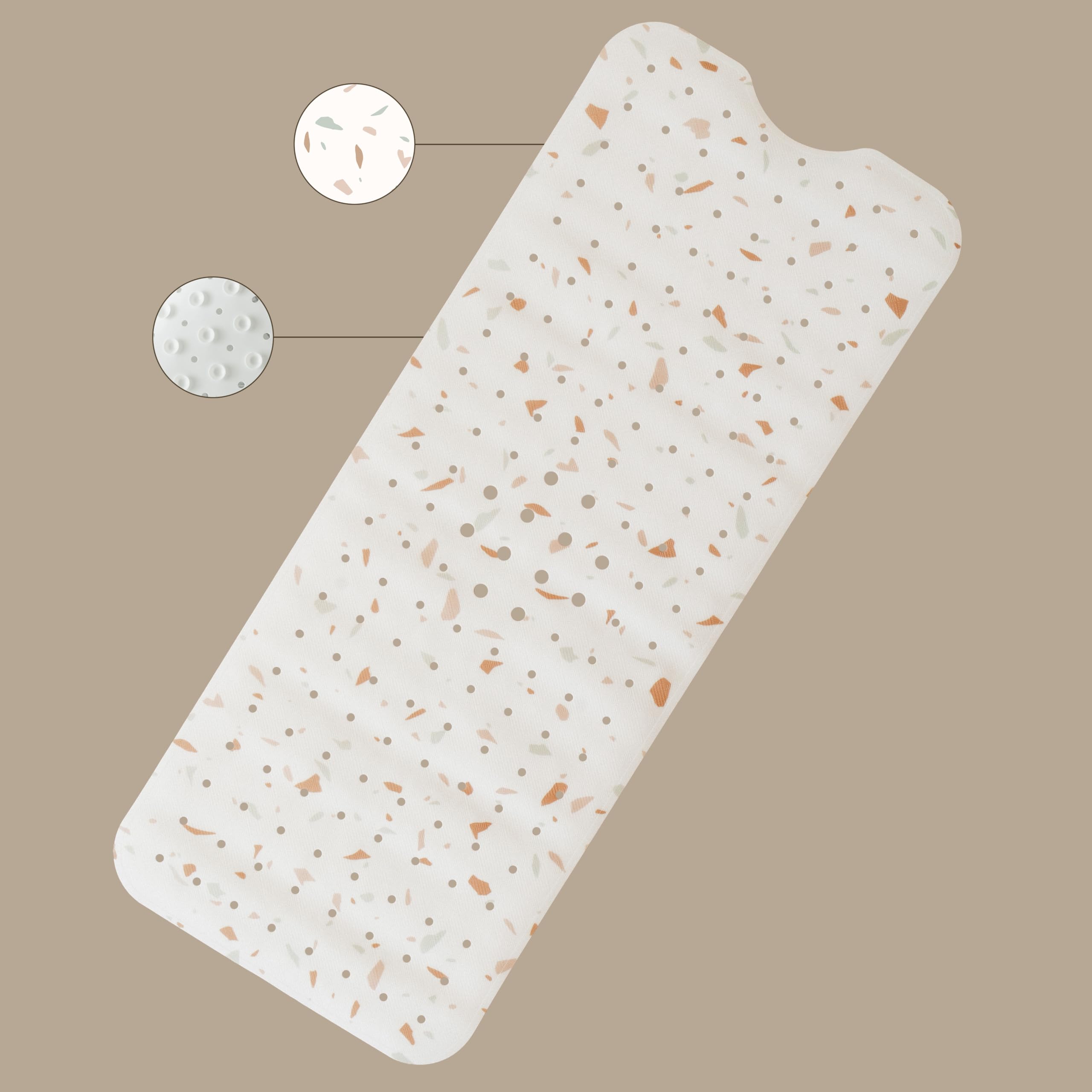 Tapis de Baignoire Bébé Antidérapant - Grande Taille 100cmx40 cm - Motif Terrazzo - sans BPA, Lavable en Machine, Anti-moisissure, avec Ventouses - Tapis Confort & Sécurité pour Baignoire