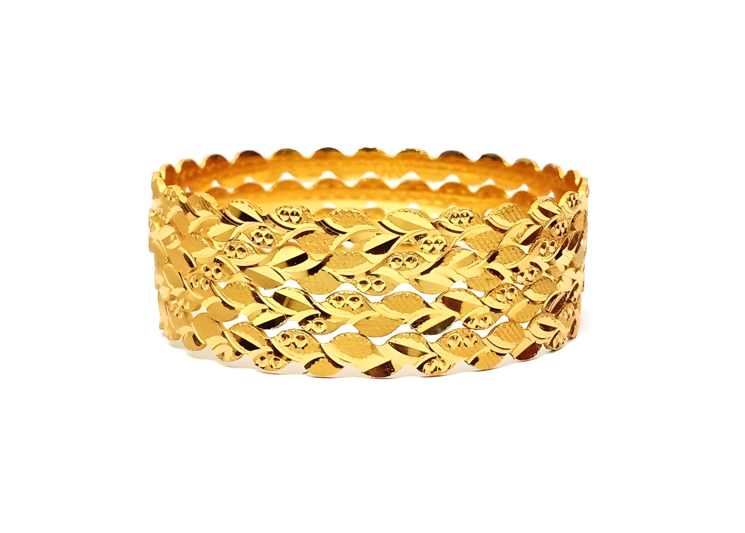 UNISON JEWELS Women's Gold Plated Bangles Set: Elevate your style with these intricately crafted, textured bangles for a touch of timeless elegance. (4)-picture-75