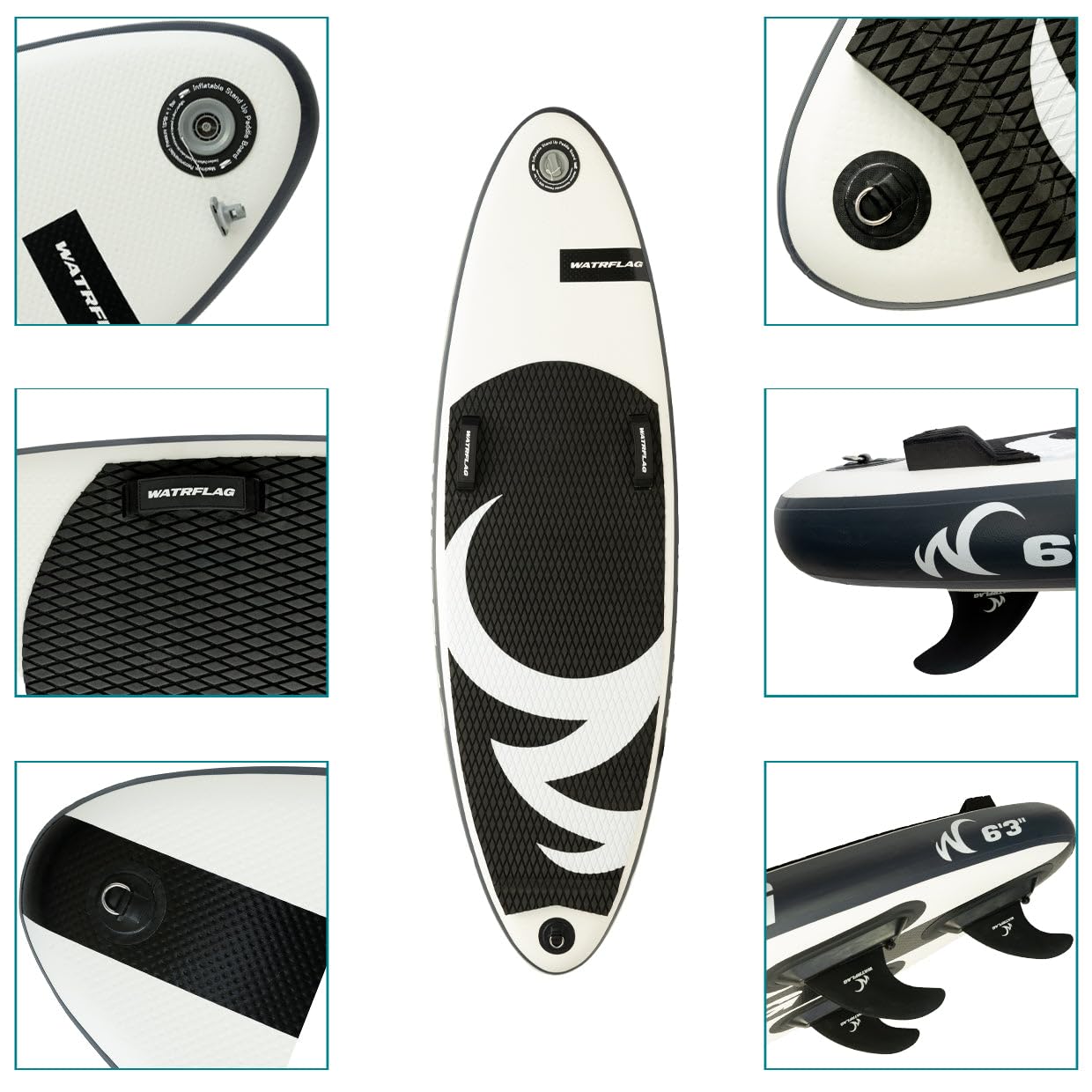 Premium aufblasbares SURF-Body Board Wave Rider 6'3" - 190 cm Set
