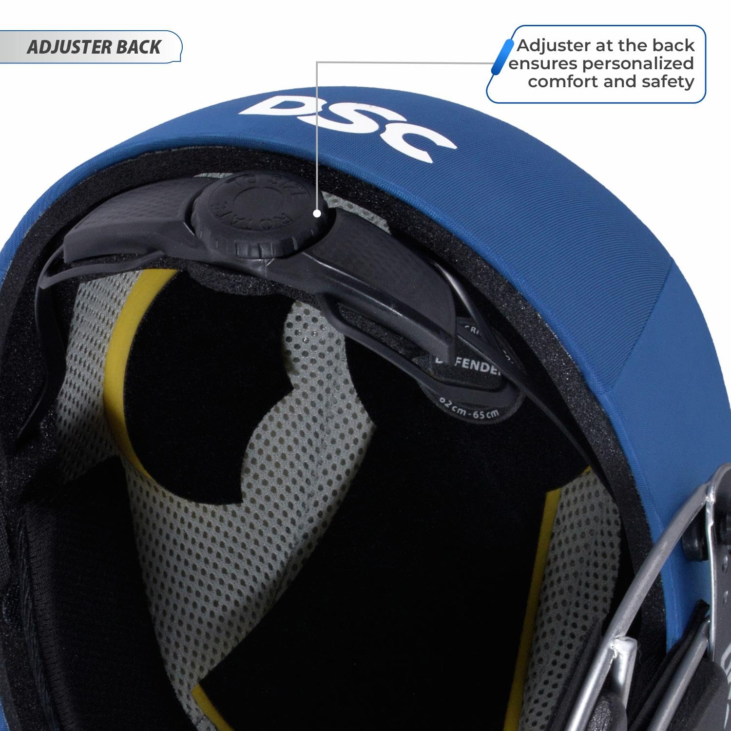 DSC DEFENDER Cricket Helmet for Men & Boys (Adjustable Steel Grill | Back Support Strap | Light Weight | size:Extra Large (Royal Blue)