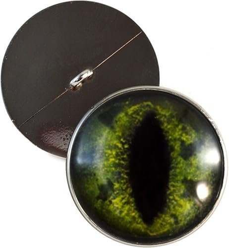 Botones de cocodrilo verde para coser en ojos de cristal de 1.181 in con lazo para muñeca de ganchillo, esculturas suaves o manualidades de