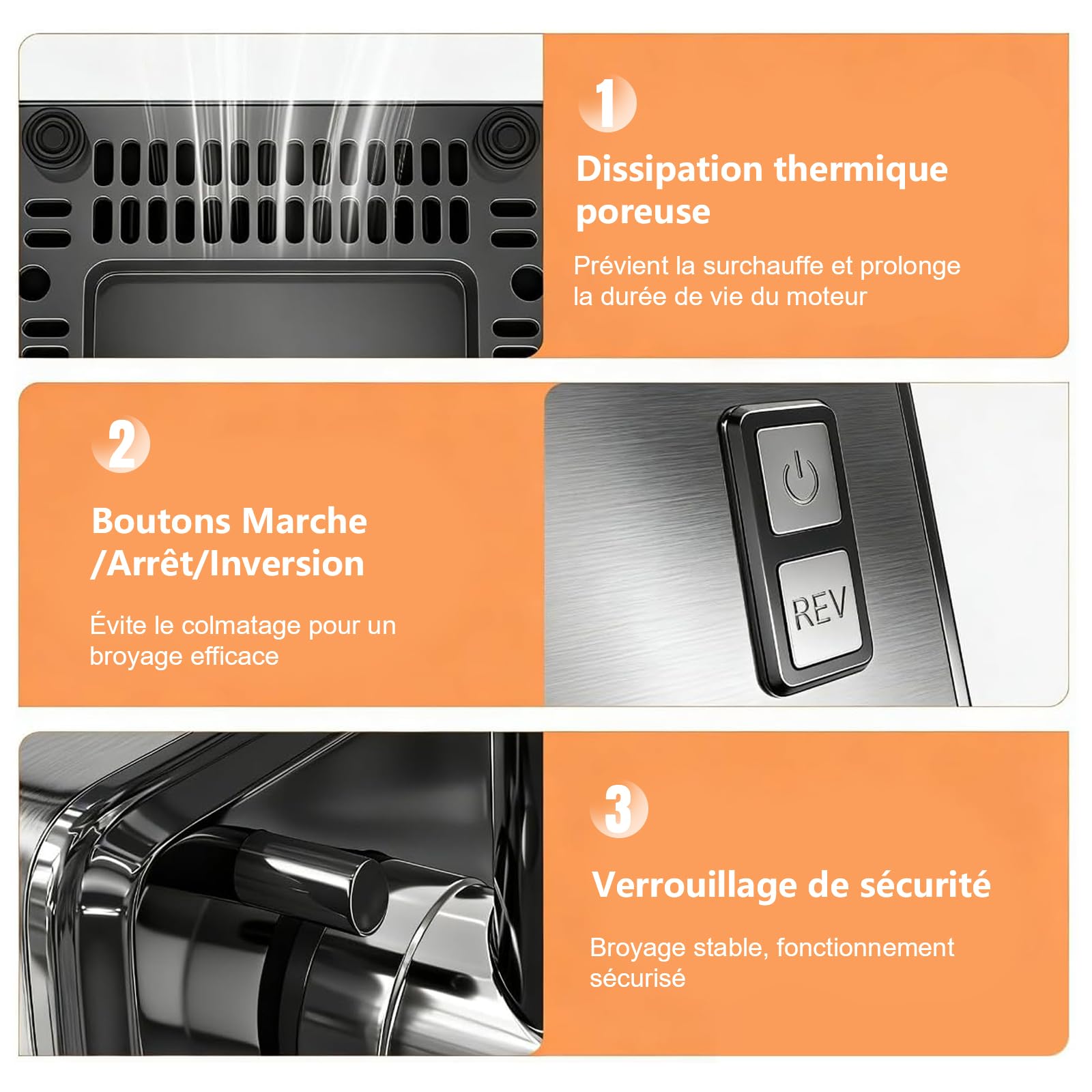 Hachoir à Viande Électrique, 3-en-1 Hachoir a Viande Professionnel [2800W Max] avec 3 Plaques de Broyage en Acier Inoxydable, Kit Kubbe, Tube à Saucisses, 2 Vitesses, pour Usage Domestique