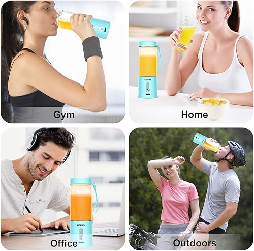 Miniatura 7 de OBERLY - Licuadora portátil para batidos y batidos, licuadora personal de viaje para proteínas con batería recargable USB de 4000 mAh, hielo