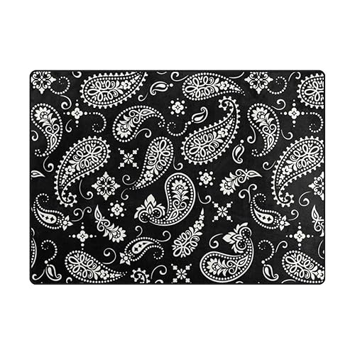 ALAZA - Alfombra decorativa de cachemira con estampado de cachemira, suave, antideslizante, alfombra lavable para dormitorio, sala de estar, una ALAZA - Alfombra decorativa de cachemira con estampado de cachemira, suave, antideslizante, alfombra lavable para dormitorio, sala de estar, una