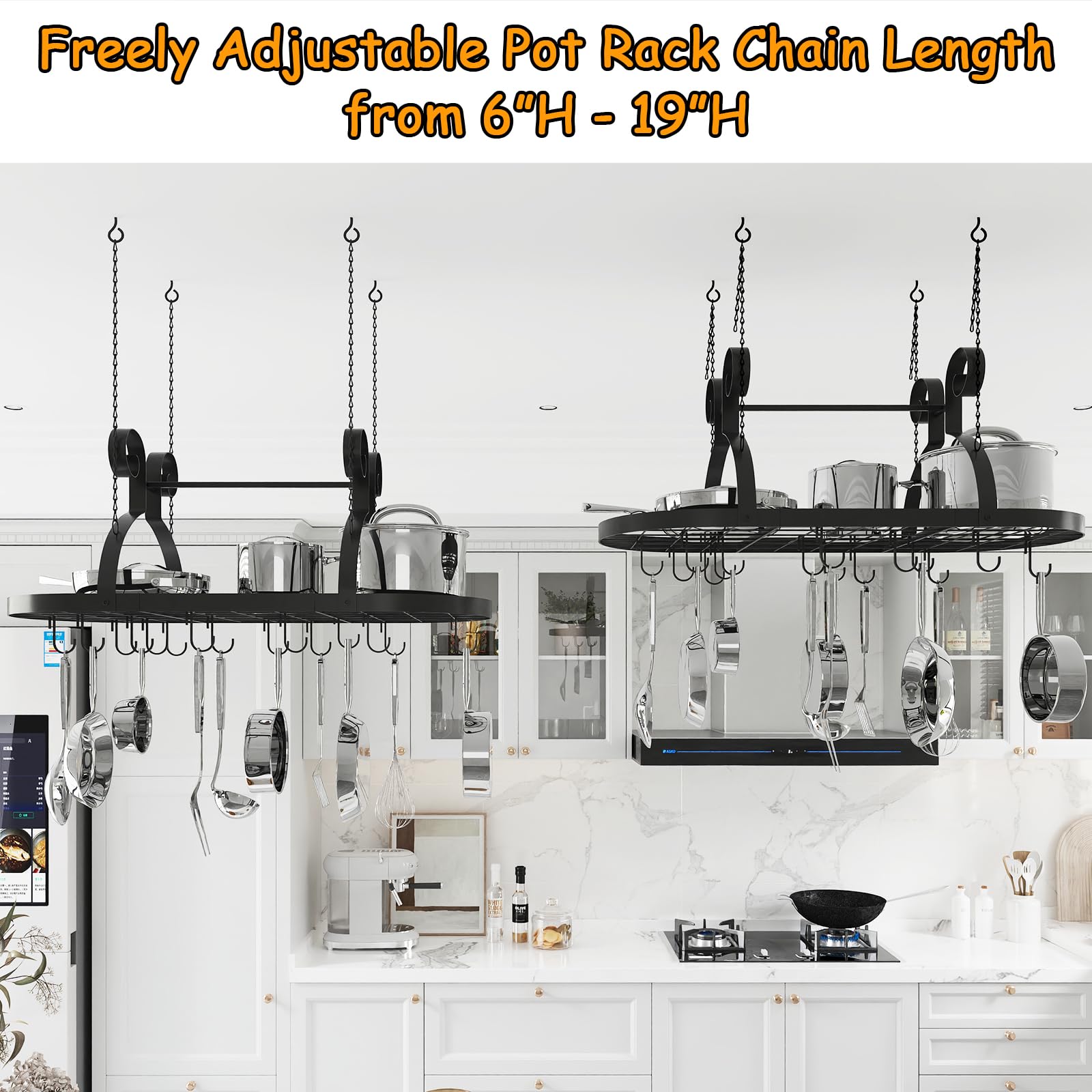 Vintage Brown Kitchen Pan Organizer TICKCACY Ceiling Mount Pot Rack ...