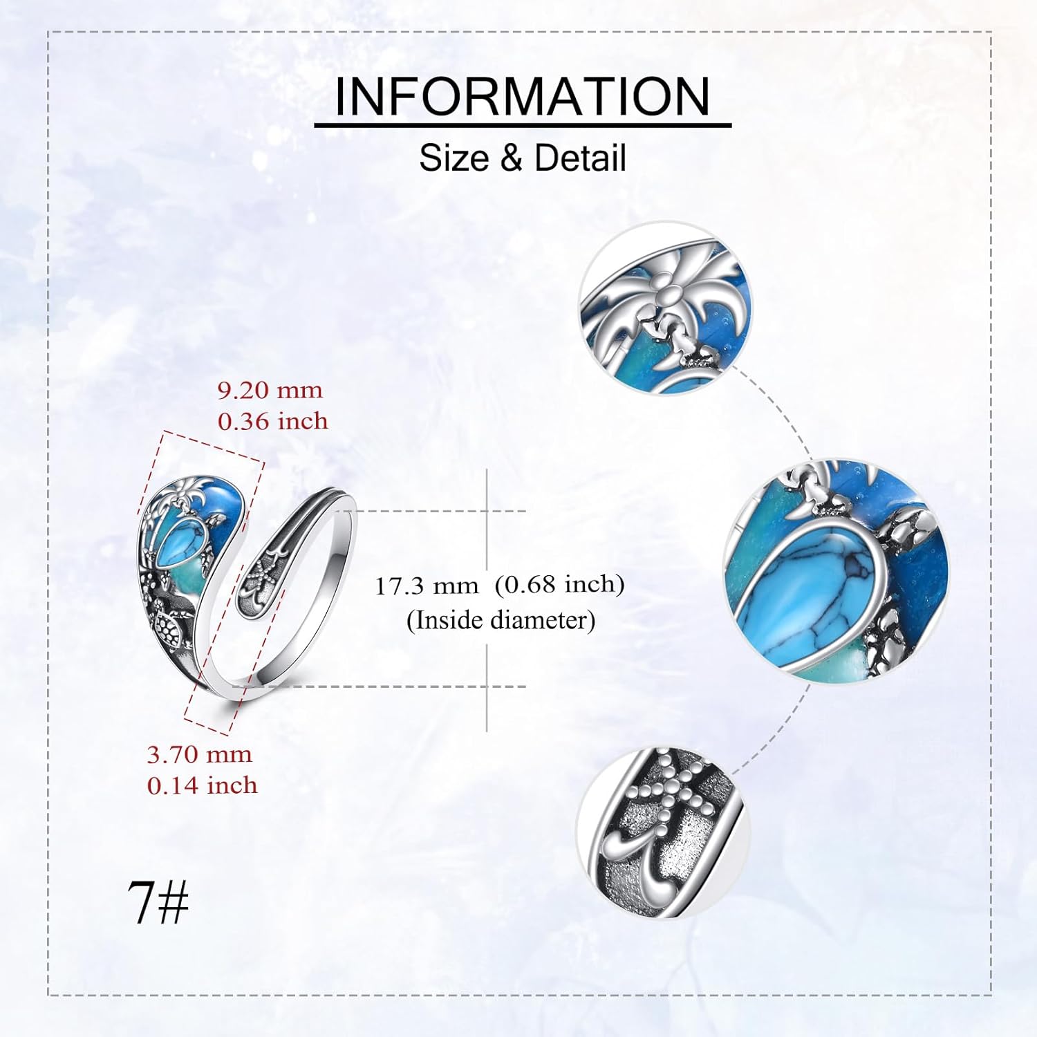 Spoon Ring 925 Sterling Silver Turtle/Celtic Knot/Mountain/Bee/Dragonfly/Moth Skull/Mushroom Adjustable Open Turquoise Thumb Rings Jewelry for Women