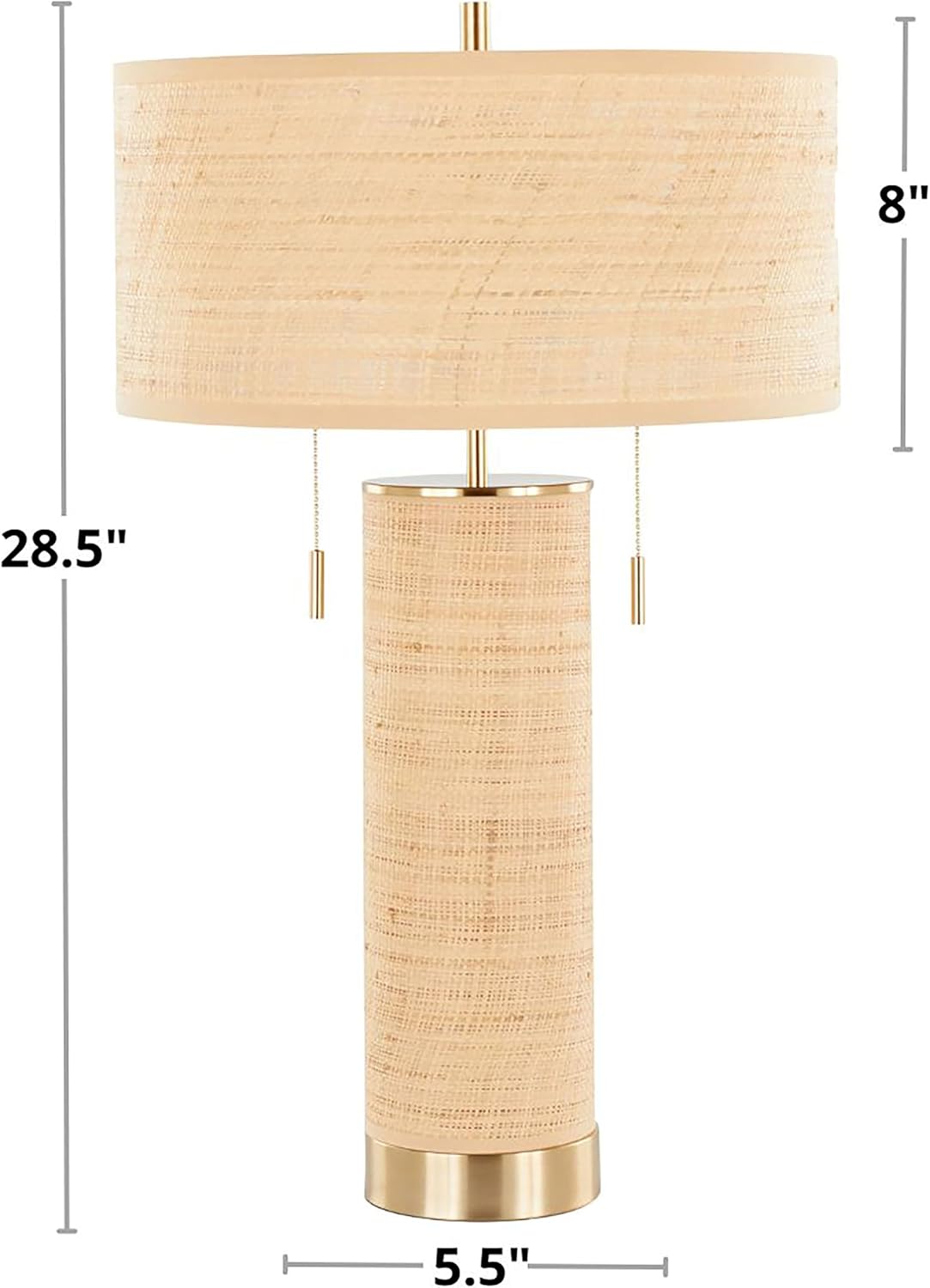 Cylinder Rattan Table Lamp, Desk Lamp, Bedside Lamps for Night Stands, Nightstand Lamp, Small Lamp, Small Table Lamps for Living Room, Black Table Lamp