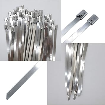 Stainless Steel Cable Zip Ties Self-Locking Heavy Duty Metal Zip Ties (50, 16 Inch)