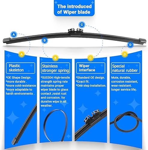 Miniatura 5 de RAINTOK Juego de limpiaparabrisas de repuesto para Ford Escape 2013 2014 2015 2016 2017 2018 2019 calidad original de fábrica para mi automóvil, 28,