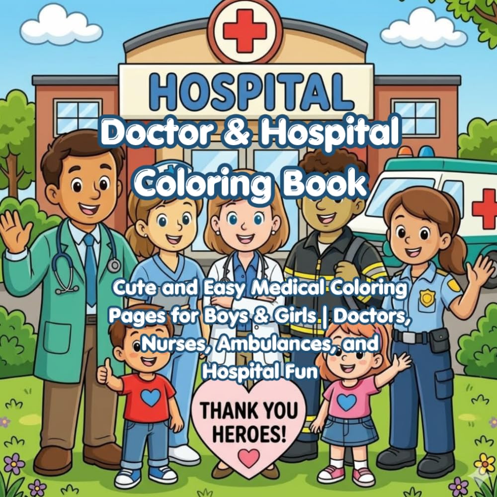 Doctor and Hospital Coloring Book: Cute and Easy Medical Coloring Pages for Boys and Girls| Doctors, Nurses, Ambulances, and Hospital Fun. (Little Career Adventures)