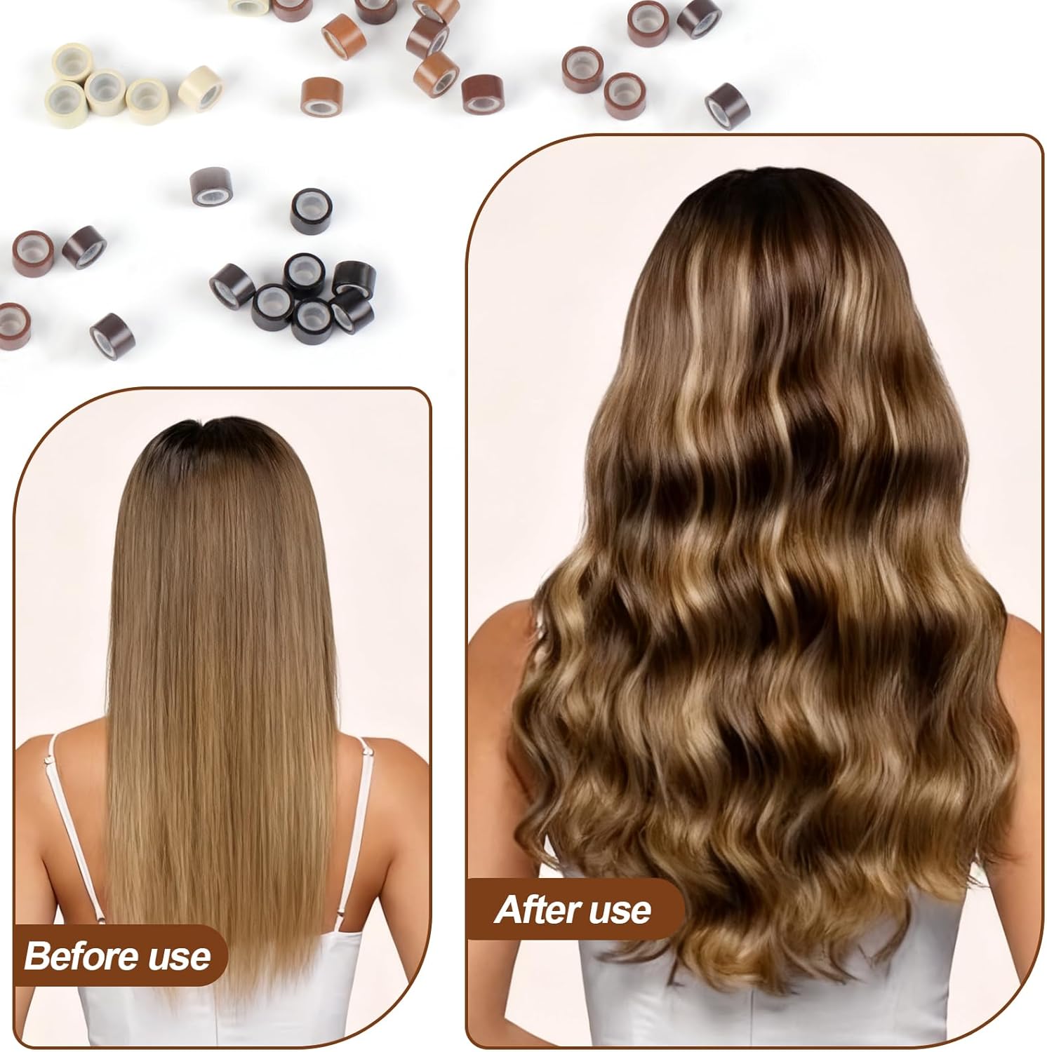 1000PCS Silicone Hair Extensions Beads, 5mm Lined Micro Links Beads, 5Colors Rings Hair Extension Device Tool Kits - Professional Hair Styling Tools Accessory - Image 5