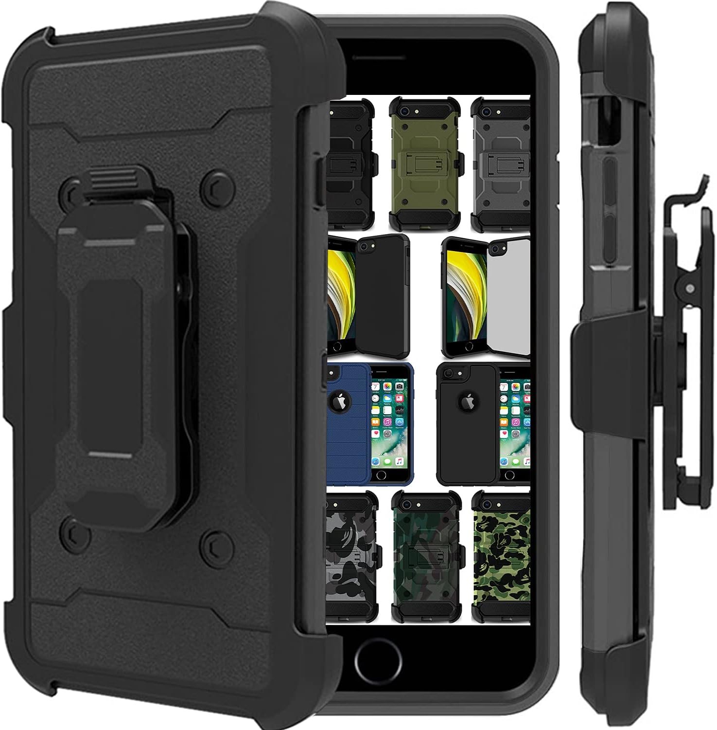 DuraSafe Cases for iPhone 6 iPhone 6s 4.7" [ 2014/2015 ] A1549 A1586 A1589 A1633 A1688 A1700 Heavy Duty Military Print Belt Clip Rugged Cover - Dark Gray (with Holster)