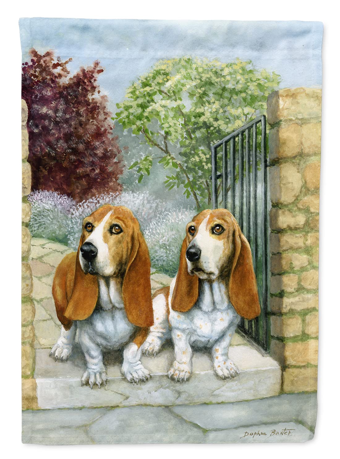 Drapeau de maison Basset Hound anti-décoloration en toile grand format résistant aux UV
