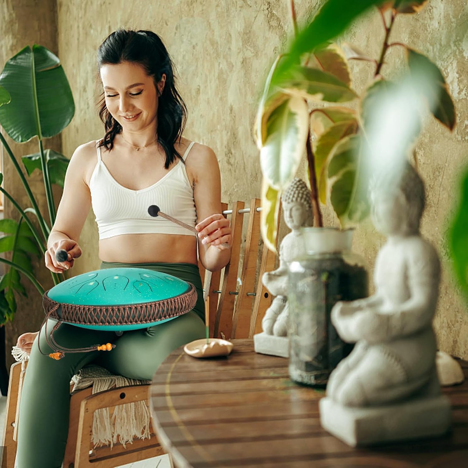 Steel Tongue Drum Stahltrommel Handpan Drum Musikinstrumente für Kinder Erwachsene Anfänger für Meditation Yoga Zazen, Sound Healing (14 Zoll 15 Noten)