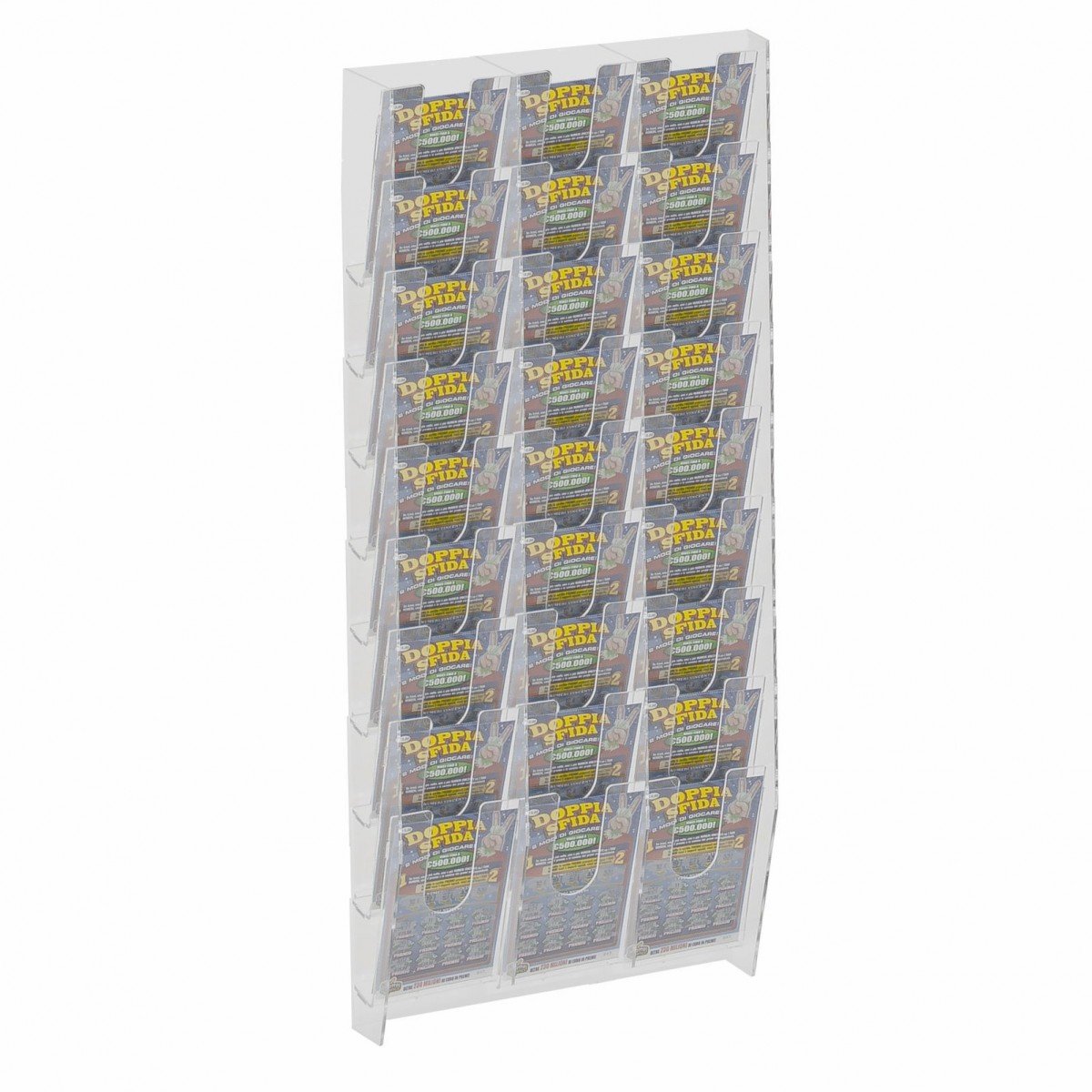 Espositore Porta Schedine E Gratta E Vinci Da Parete In Plexiglass Trasparente A 10 Tasche