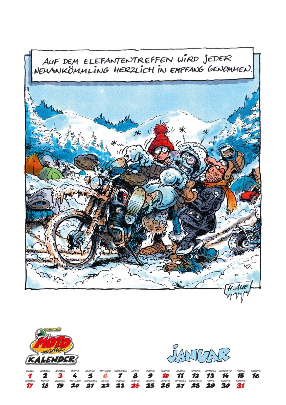 MOTOmania Kalender 2027: Monatskalender im Großformat: XXL-Wandkalender mit Spiralbindung im Hochformat, 42 x 59 cm | Mit den beliebten Comics von Holger Aue
