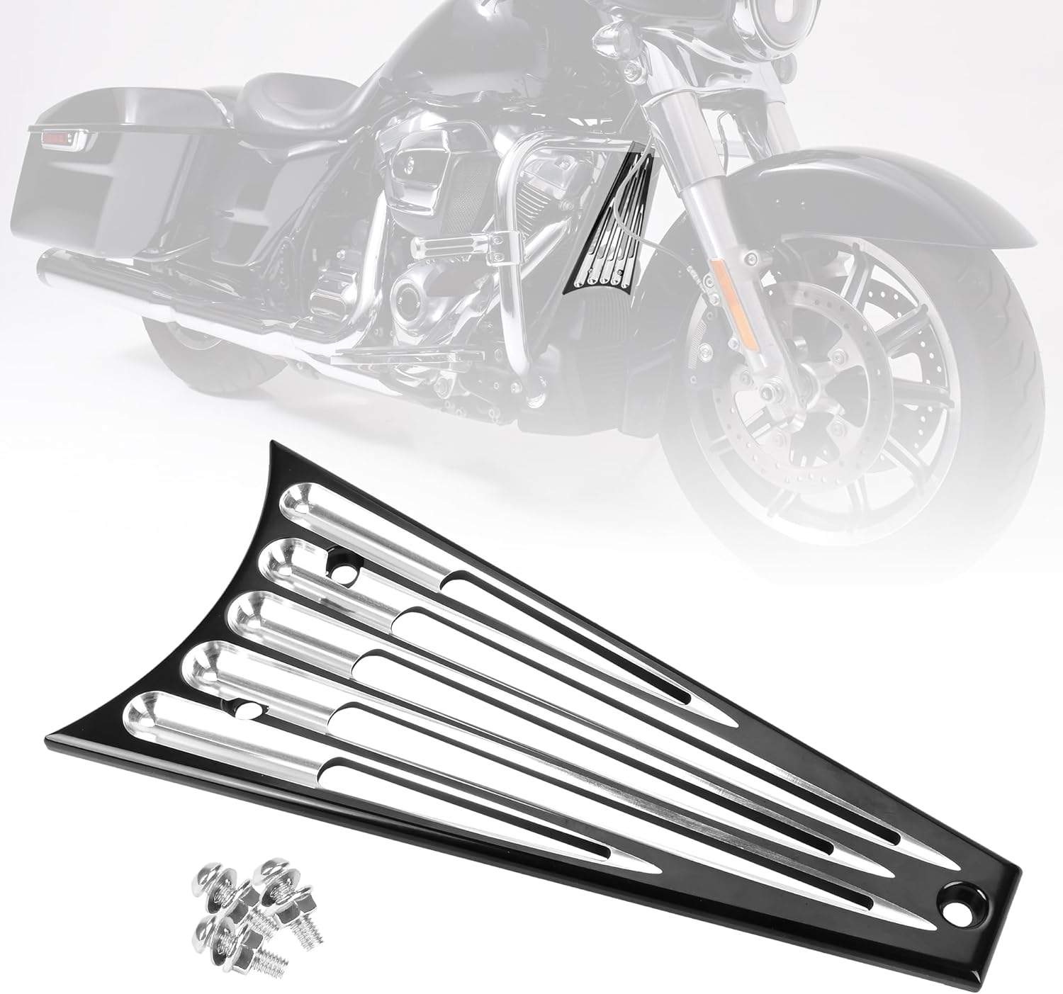 CNC Front Radiator Frame Grill Cover Guard Protector Fit for Harley Electra Glide Road King Street Glide FLHT FLHR FLTR FLHX 2009 2010 2011 2012 2013 Accessories (Black)