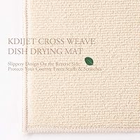 Vista 4 de Tapete de secado de platos, paquete de 2 alfombrillas de microfibra esculpida en cruz color crema XL, ultra absorbente, tapete de secado