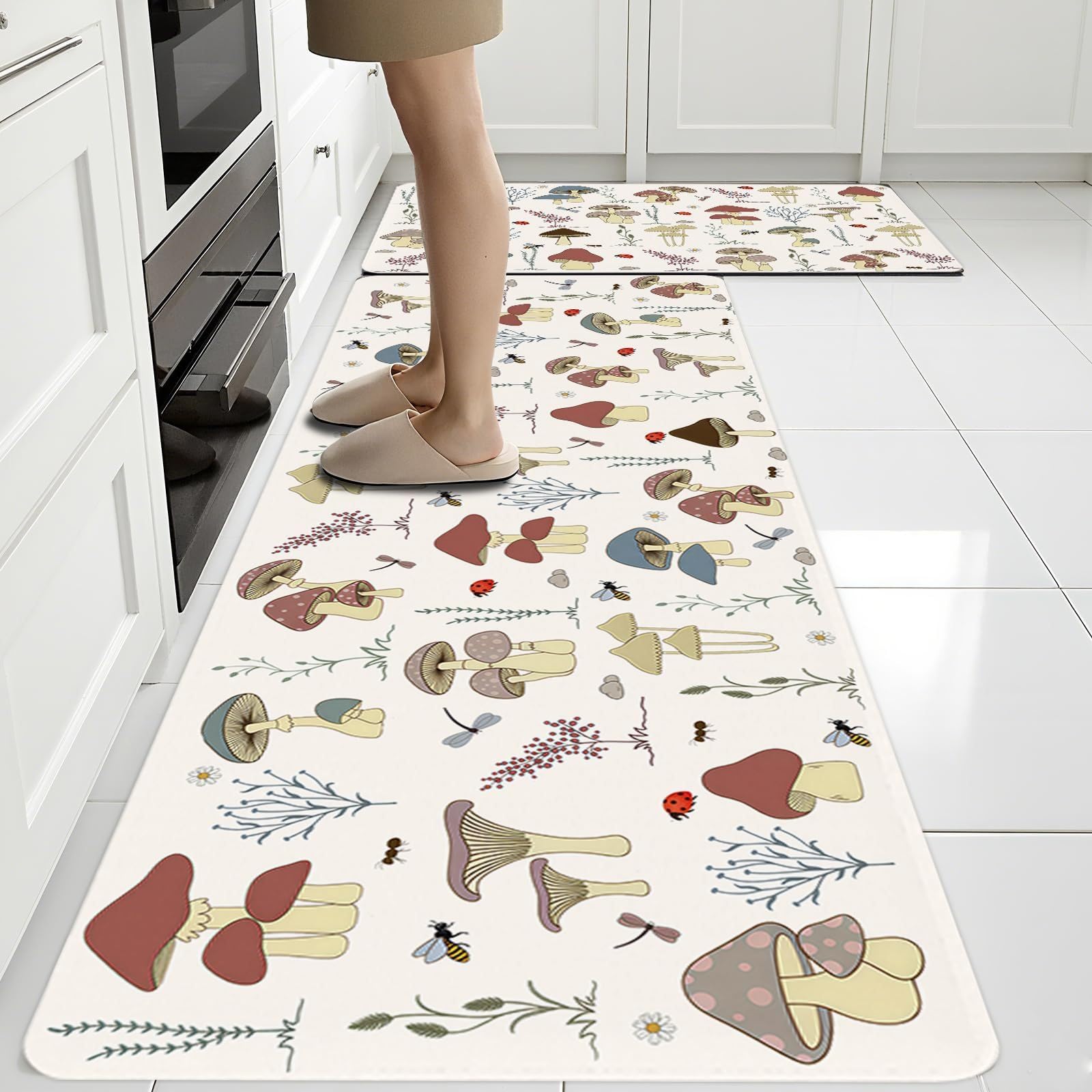 Tappetini Da Cucina Antiscivolo Lavabili A Forma Di Fungo Tappetini Da Cucina Con Retro In Gomma Tappeti Assorbenti Per Ingresso Bagno E Zona Lavello - Decorazione Per La Casa - Facili Da Pulire 40X