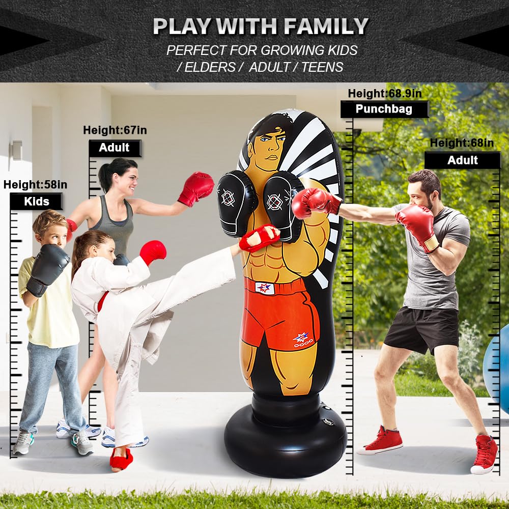 Out Shock Boxing Machine Inflatable 68-Inch Inflatable Punching Bag Toy Inflatable Boxing Training ...