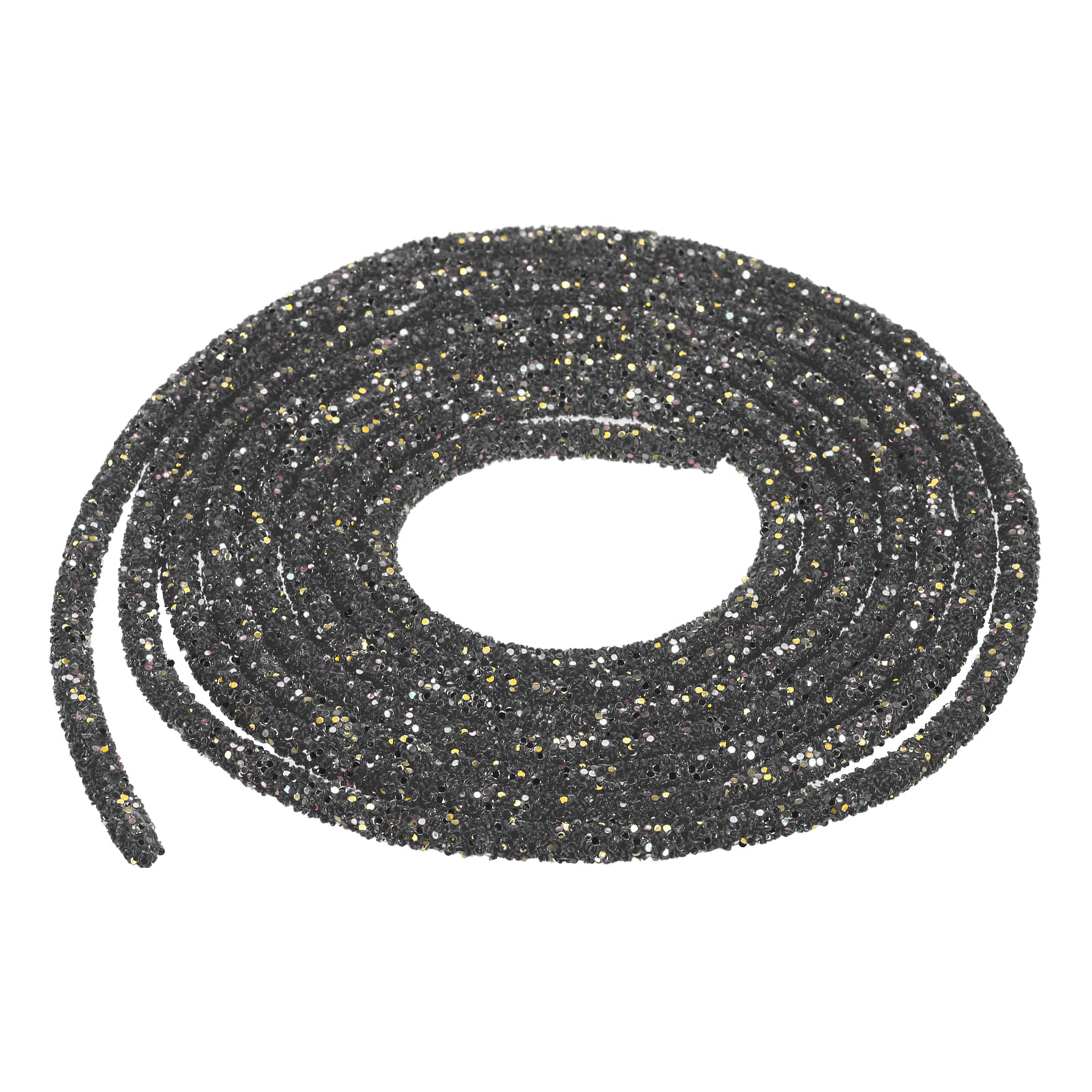sourcing map 5 Yard 6mm 0.24 inch Glitter Sequins Rope Sequins Rhinestone Tube Cord for DIY Wedding Dresses Costume Clothing Shoes Jewelry Accessory Clear White — view 235