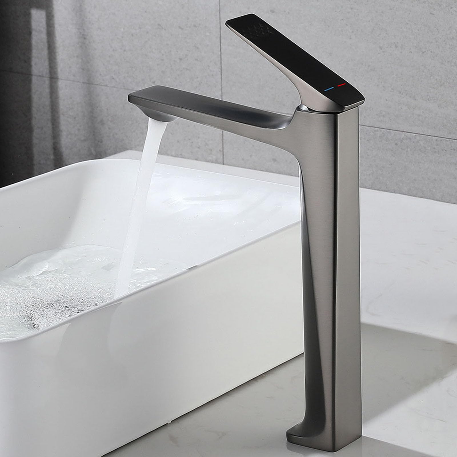 Nfusrxmbk Gun Gray Modern Mixer Tap Bathroom Sink Brass Basin Tap Single Lever Hot And Cold Water Gray