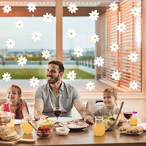 Miniatura 5 de Calcomanías de pared de margaritas para dormitorio de bebés y niñas, calcomanías de pared de flores para despegar y pegar, calcomanías de pared
