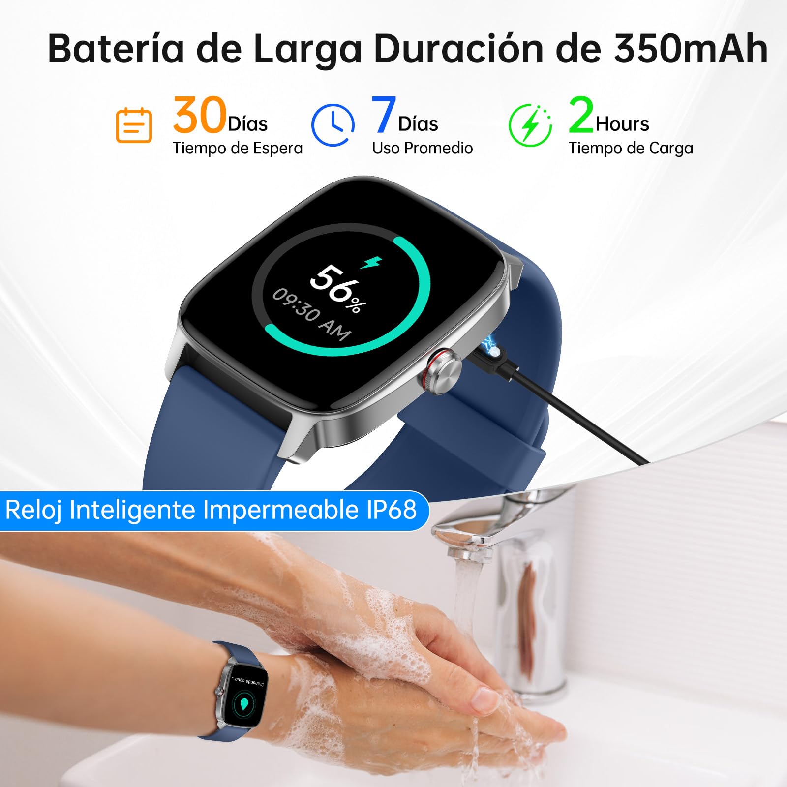 Reloj Inteligente Mujer Hombre con Llamadas Bluetooth y Voz AI, 1.85'' Smartwatch con Whatsapp Notificación, Pulsómetro/SpO2/Sueño/Podómetro, 110+ Modos Deportivos, Impermeable IP68 para iOS/Android