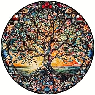 1pc Elegant Tree-Stained Window Decorative Hanging Ornament: Captivating Suncatcher for Kitchen Window Decor, Beautiful Light Diffuser & Home Accent
