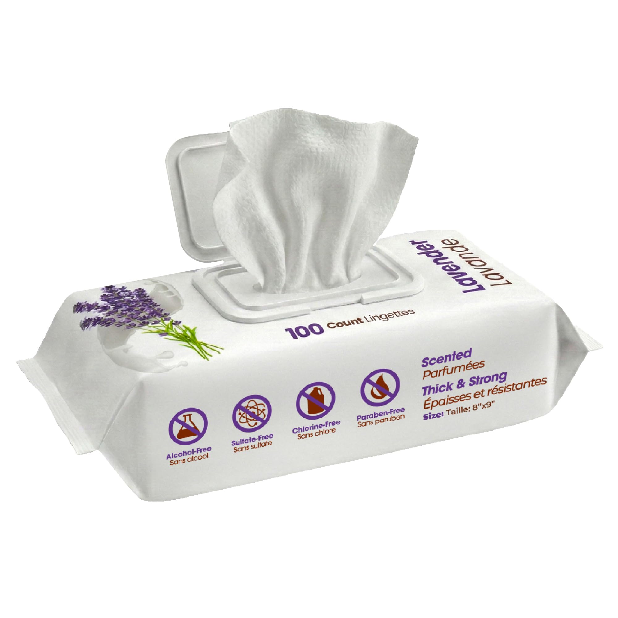 Best Pet Supplies 8" x 9" Large Dog Wipes - Cleaning and Deodorizing for Paws and Coat - Gentle Formula with Lavender Vitamin E for Puppies and Cats - 100 Count