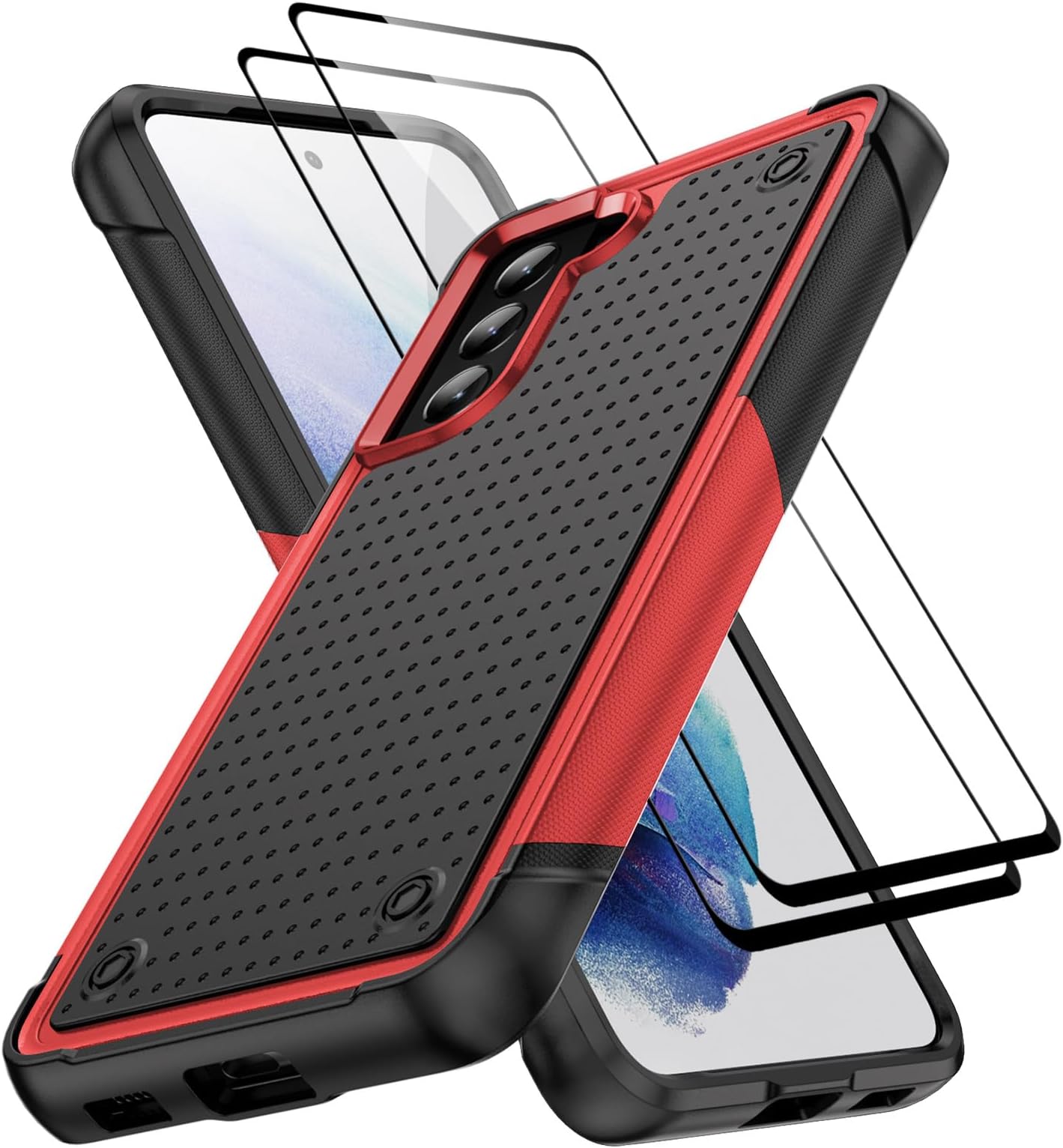 Jeylly for Samsung Galaxy S21 Plus/S21+5G Case, Military Grade Shockproof Protection Slim Silicone TPU+Hard PC Back Drop Protective Women Girls Boys Men Case for Samsung Galaxy S21 Plus 5G, Red