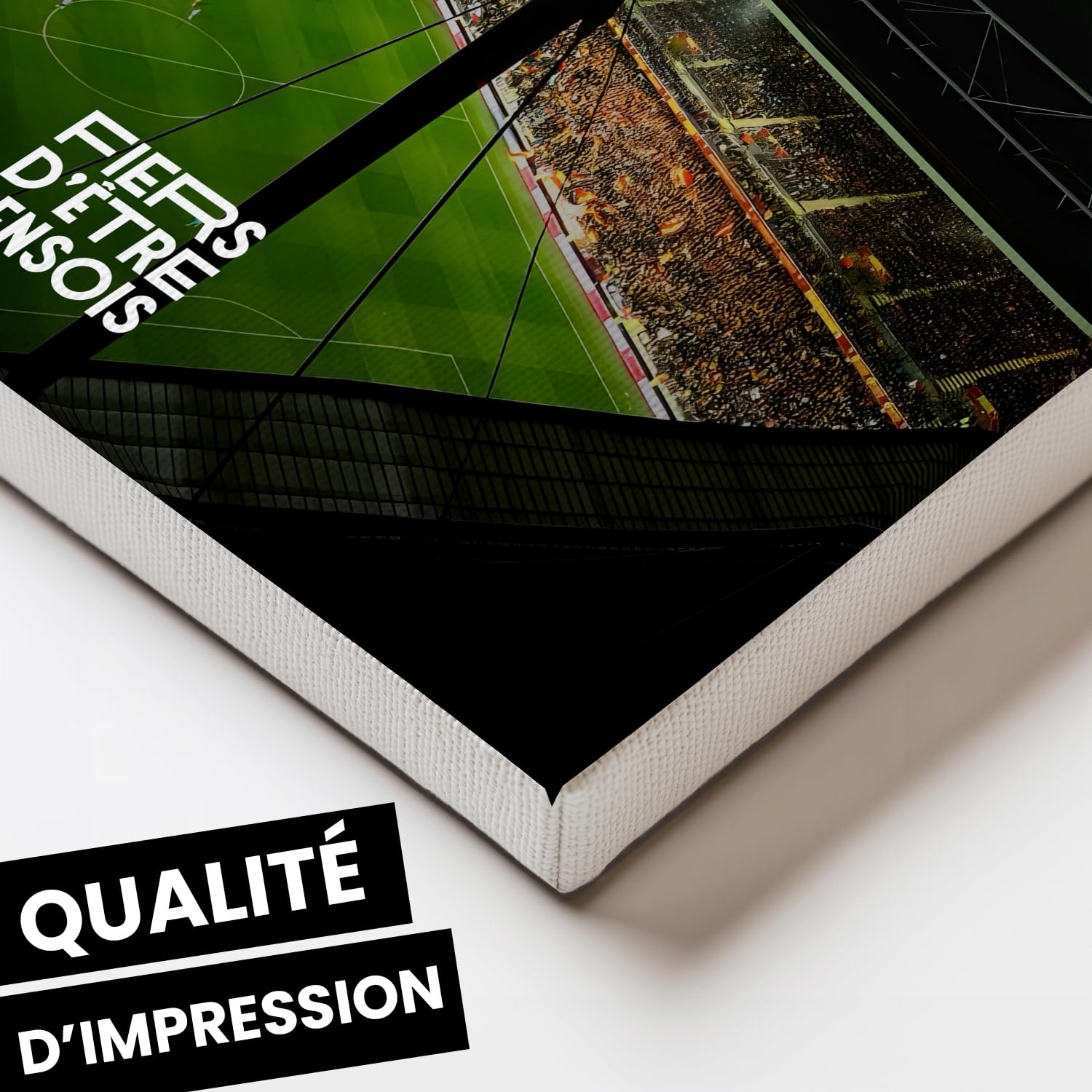 OneTrophy Toile Officielle RC Lens – Personnalisable avec Prénom ou Texte Libre – Décoration Murale Supporter Bollaert – Made in France – Cadeau supporter Lensois (Bollaert en lumière)