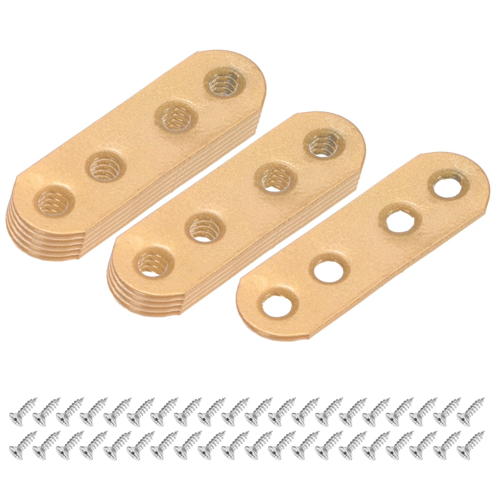 M METERXITY 10-Pack Flat Straight Brackets 2.17x0.71in, Gold