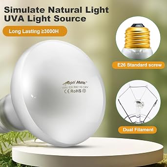 2Pack Reptile Heat Lamp, 100W Reptile Heat Emitter Infrared Basking Spot Light, UVA Daylight Heat Lamp Bulbs for Chickens Coop Reptiles Pets Brooder Use
