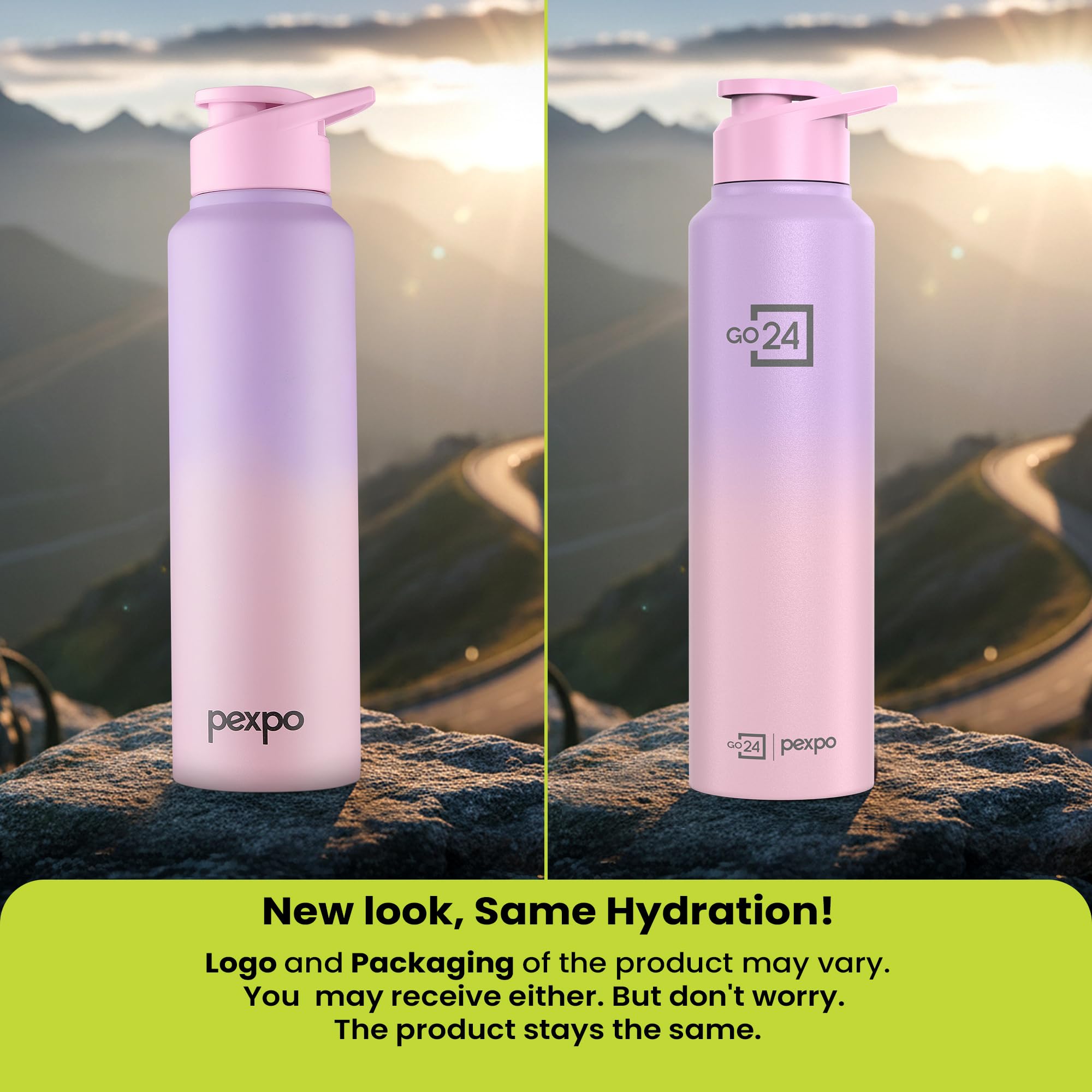 PEXPO Water Bottle 1 ltr Stainless Steel Sports/Fridge Bottle with Sipper Cap | Single Wall | For Home, Office, Gym, Travelling | Lightweight | BPA Free | Craft Pro 950ml | Pink-Purple Ombre 3