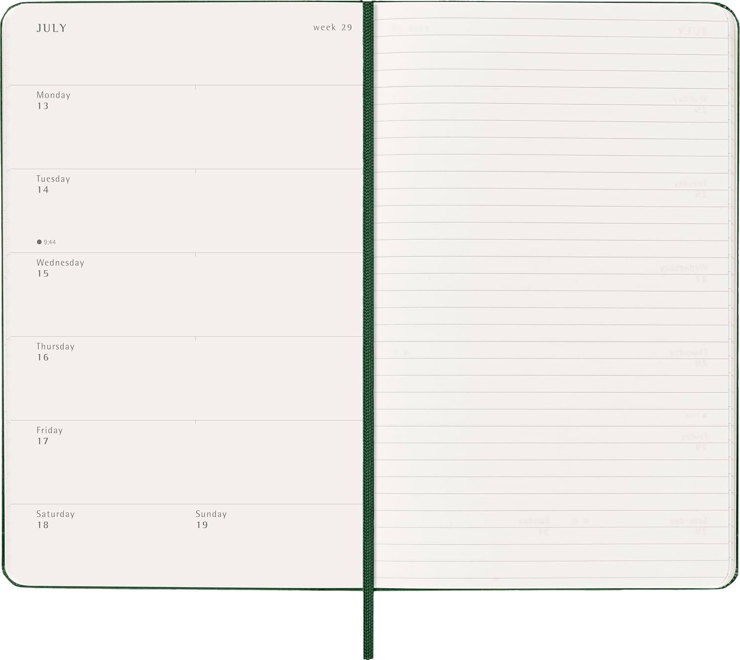 Moleskine Classic 12 Month 2026 Weekly Planner, Hard Cover, Large (5" x 8.25"), Myrtle Green, 144 pages