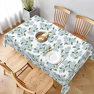 Vintage Floral Tablecloth Rectangle 60 x 120 Inch, Blue Green Hydrangea ...