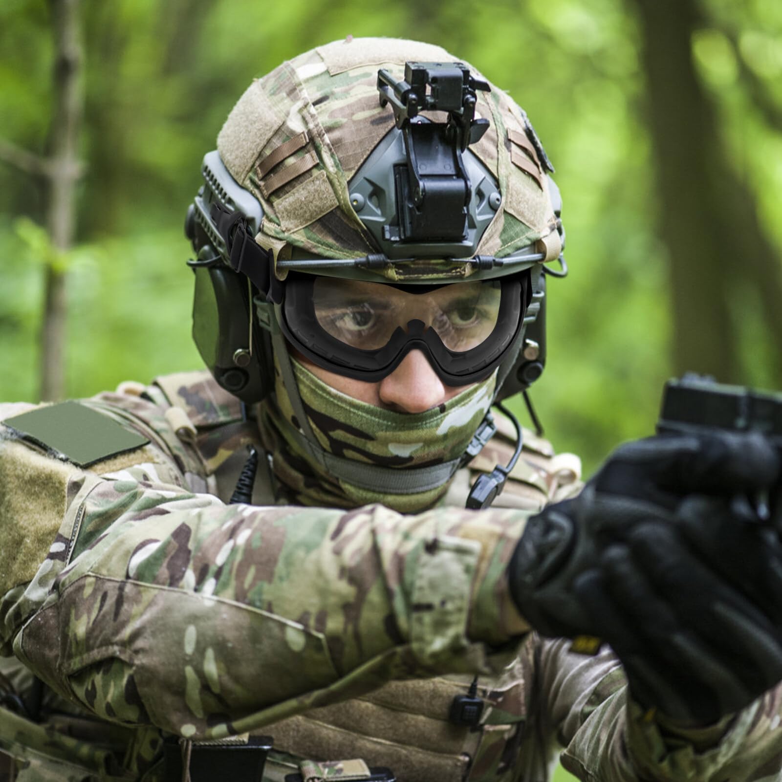 Qavctw Taktischer Brille für Airsoft, Militär Schutzbrille mit Anti Beschlag Linse, für Jagd, Schießen, Paintball, Radfahren