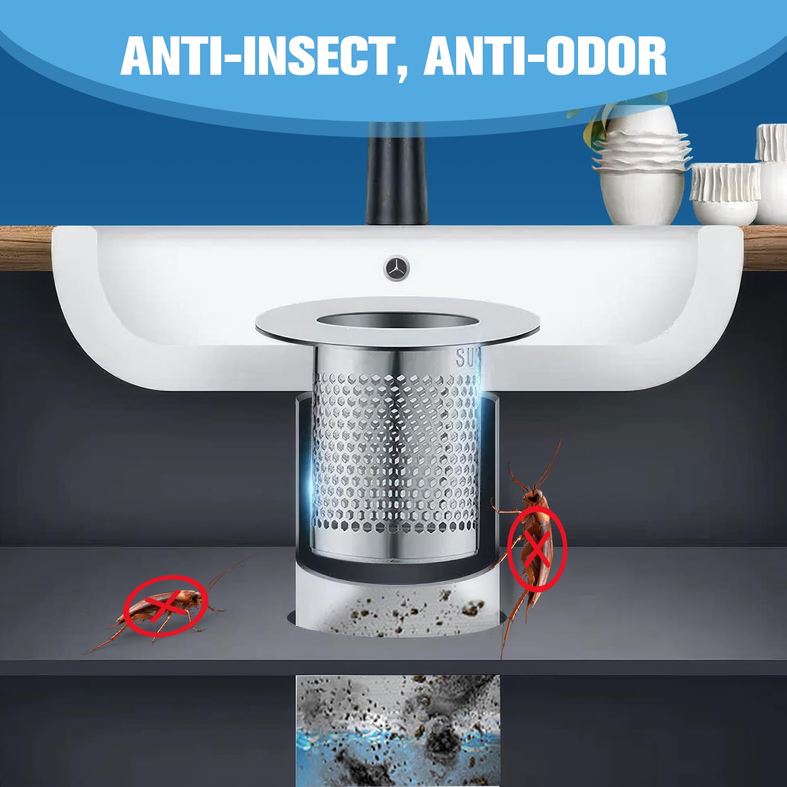 Filtri Lavandino 2 Pezzi - Raccogli Capelli Acciaio Inox Per Cucina E Bagno - Foto 4